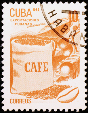 Coffee industry celebrated on cuban postage stamp