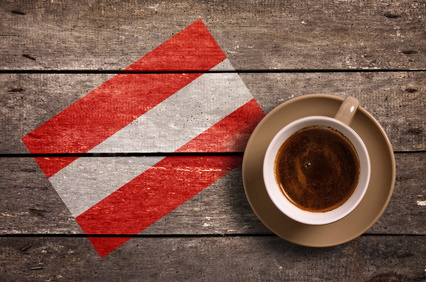 Austria flag with coffee